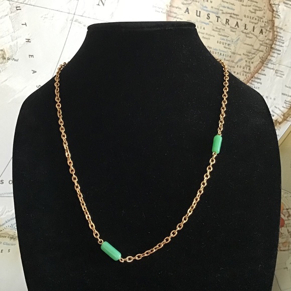 Vintage Emmons Signed Necklace Gold Tone Green Beads - Picture 8 of 12